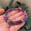 Strand Natural Gem Stone Bracelets заживление фиолетового флуорита аметисты зеленый кварцевый кристаллический прямоугольный шарм