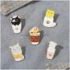 Pinnen broches cartoon kat dierbroches set 5 stcs creatieve koffiebek claapjesschotbadges voor meisjes goud vergulde reversspeld denim shhoo