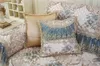 Chair Covers Luxury Jacquard Sofa Cover Light Blue Lace Linen Furniture Living Room Slipcover Non-Slip Cushion Pillow Case