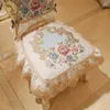 Chair Covers Summer Dining Cover European Lace Printed Fabric Anti-Slip Cushion Luxury Home Diningroom Decor Backrest