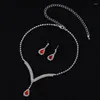 Necklace Earrings Set TREAZY 4 Colors Crystal Bridal V Shaped Teardrop Choker Wedding Party For Women