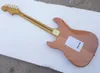 6 Strings Naturl Wood Color Electric Guitar with SSS Pickups Scalloped Yellow Maple Fretboard Customizable