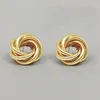 Hoop Earrings 2022 Fashion Gold Color Twist Interweave Weave Chic Circle Round Small Ear Ring Huggies For Women Modern Jewelry