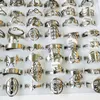 Band 50PCS Großhandel Bulk Lot Edelstahl Frauen Dame Weibliche Modeschmuck Gemischt Stilvolle Laserschneiden Fingerring Geschenke 221125