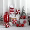 Decorazioni natalizie Grande bastoncino di zucchero dipinto di Natale Rosso Bianco Lecca lecca artificiale Albero di Natale Ciondolo appeso per l'anno Navidad Giocattoli regalo 221125