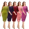 Vestidos étnicos 2022 L-4xl Africano Vestidos para mulheres Estilo de moda de verão Três quartos de manga Vestido de joelho na altura do joelho