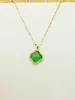 Pendant Necklaces Elegant fashion micro set diamond opal four leaf clover pendant titanium steel chain jewelry