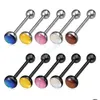 Tongue Rings Colorf Tongue Piercing Barbell Stud Ring Bar Surgical Steel Punk Women Body Jewelry Reflective Discoloration Drop Delive Dhokq