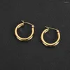 Hoop Earrings 18K Gold Plated Stainless Steel Open Tube Fill Nickle Free Minimalistic Chic Dainty Gift For Her