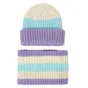 2PCS/Set Cap Baby Striped Knit Beanie Zima ciepła czapka dziecięca dzieci urocze wiep śnieżny de969