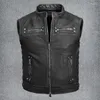 Coletes masculinos 2022 Men Black Men Biker American's Leather Plus Size XXXXL colete de motocicleta Spring Spring Fit de couro genuíno