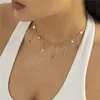 Minimaliste étoile lune gland pendentif collier ras du cou femmes Collares Vintage clavicule chaîne esthétique cou Bijoux Bijoux