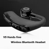 V9 V8 Ear Hook Earphones Bluetooth Hörlurar Handsfri brus Minska trådlöst headset Business Drive Calls Sports öronsnäckor med blixtlåsväska för all telefon iPhone LG