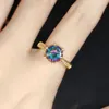 Cluster Rings Silver Jewelry Blue Topaz Sea-blue Round-shaped Engagement Ring Fine Wholesale