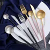 Dinnerware Sets 4PC Luxury Stainless Dinner Set Steel Cutlery Gold Plated Wedding Tableware Dining Knife Fork Tablespoon