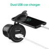 Boat Car Waterproof 12V Dual USB Power Charger Two Port Adapter Switch Socket Outlet Plug DC 3.1A Panel Mount Fast Charge