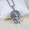 Indian Head Portrait pendant Necklace Ancient Silver Stainless Steel Necklaces for women men hiphop Fine Fashion Jewelry