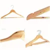 Hangers Racks Natural Wooden Clothes Hanger Coat Hangers For Dry And Wet Dual Cloth Purpose Rack Non Slip Wood Storage Holders Sup Dhnxr