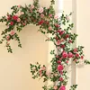 Flores decorativas Luanqi 180cm Artificial Rose Ivy Vine Touch Real Decoração de casamento peony pendurado guirlanda de seda plantas de seda