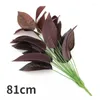 Decorative Flowers 81cm Artificial Green Plant Magnolia Leaf Red And Handle Fake Home Decoration Ornaments Tree Bonsai