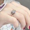 Cluster Rings GEM'S BALLET Wedding Engagement Ring Heart 925 Silver 585 14K 10K 18K Gold 1.0Ct 6.5mm D Color Moissanite For Women