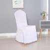 Housses de chaise 10 pièces couleurs mariage Spandex couverture avec jupe plissée à volants Lycra élastique Stretch fête El Banquet décoration