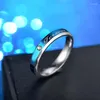 Wedding Rings 4MM 6MM Stainless Steel Forever Love Letter Ring Women Men Couple Gift Bands Jewelry Crystal Zircon Blue Matching