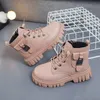 Boots Autumn and Winter Girls Ankle Fashion Nonslip Boys Pu Leather Kort barn Korea Fall Toddler Girl 221125