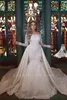 2023 Lace Mermaid Wedding Dresses Bateau Neck Long Sleeves Tulle Lace Applique Sweep Train Bridal Gowns With Detachable BC14759 GB1128