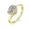Cluster Rings GEM'S BALLET Wedding Engagement Ring Heart 925 Silver 585 14K 10K 18K Gold 1.0Ct 6.5mm D Color Moissanite For Women
