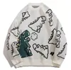 2023 Sweater Homem Harajuku Moda malha de hip hop Streetwear Dinosaur Cartoon Pullover Oversize Casual Casual Oneck Sweaters Vintage 220815