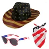 Berets cowboy hoeden vintage zomer sunhat western cowgirl hoed en bandana zonnebrillen kostuum feestverkleden accessoires r7rf