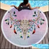 Towel 150X150Cm Superfine Fiber Beach Towel Circar Printing Soft Feel Bath Loop Towels Tassel Pineapple Style Blanket Skl Giraffe 30 Dhdm2