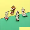 Pins broches cartoon delicatesse pins 4pcs/set gelaagde hamburger gyoza ramen cake broches voor vrouwen email pin sieraden metalen badges den dhawg