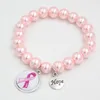 Bracelets de charme Arrivée 10mm Perle Cancer du sein Sensibilisation Espoir Ruban Rose Bracelet Bijoux Pour Femmes Dames