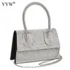 Evening Bags Pu Inlaid Silver Gold Handbag Fashion Messenger For Lady Wedding Or Party Cluthch Woman Purse 221125