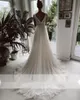 Boho Backless Wedding Dress 2023 V Neck Beach Lace Bruidaljurken Elegante Boheemse Tule A Line Bruid Jurken Robe de Mariage