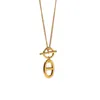 Нержавеющая сталь H ожерелье OT пряжка дизайн свиной нос кулон ключицы для женщин модные украшения вечерние любовь подарок с коробкой