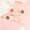 Pins Brooches Cartoon Japanese Cherry Blossoms Brooch Set 5Pcs Alloy Gold Plated Enamel Paint Flower Badges For Girls Pin Shirt Jew Dhoid