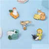 Pins broches cartoon creatieve dierenreeks legering broche 5 stcs set fruit email kleur behoud badges katten veiling pin deni dhvyc