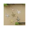 Charms 100 Pcs 15X18Mm 7 Cores Vintage Starfish Charms Wholesale Bronze Material Faça você mesmo Jóias Pingente Drop Delivery Findings Componente Dhgjq