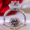 Wedding Rings Moissanite Engagement Ring Carat Round Brilliant Diamond Square Dream Band Eternity Promise For Women5-10