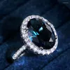 Bröllopsringar Wukalo Charming Blue CZ Women Party Accessories Bling Gracieful Bridal Eternity Ring Trendy Jewelry Wholesale