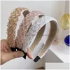 Bandas de cabeça de cabeceira clássica turbante de banda de cabelo para mulheres com faixa de cabeça de cristal retrô retro manual largo abeto de cabeceira de cabeça por atacado Jóia de jóia dhorn