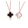 Pendant Necklaces Korean version simple 18K vacuum plating rose gold titanium necklace female stainless steel four leaf clover clavicle chain ins