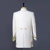 Мужские костюмы Blazers Mens England стиль смокинг -костюм классический белый пиджак Men Longline Prom Parter Singer 3 Piece Home Hombre 221124