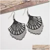 Dangle Lustre Design Unique Boucles D'oreilles Géométriques Pour Femmes Européennes Américaines Forme De Pétoncle Noir Or Sier Bijoux Drop De Dhkqk