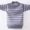 SWEATER PULLOVER SWEATER Autumn Winter Striped Design Dzieci plus Veet Knit Warm Oreshwear For Teen Boys 110-170 Wear 221128