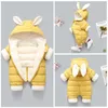 Rompers Autumn Winter Overall For Children Infant Down Cotton Thickened Clothes Hooded Cartoon Baby Boys Girls Jumpsuit Romper 221125