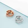 Stud Earrings 18K Rose Gold&White Gold Real Diamond 0.36 Carat For Women Cute Bowdnot Engagement Fine Jewelry